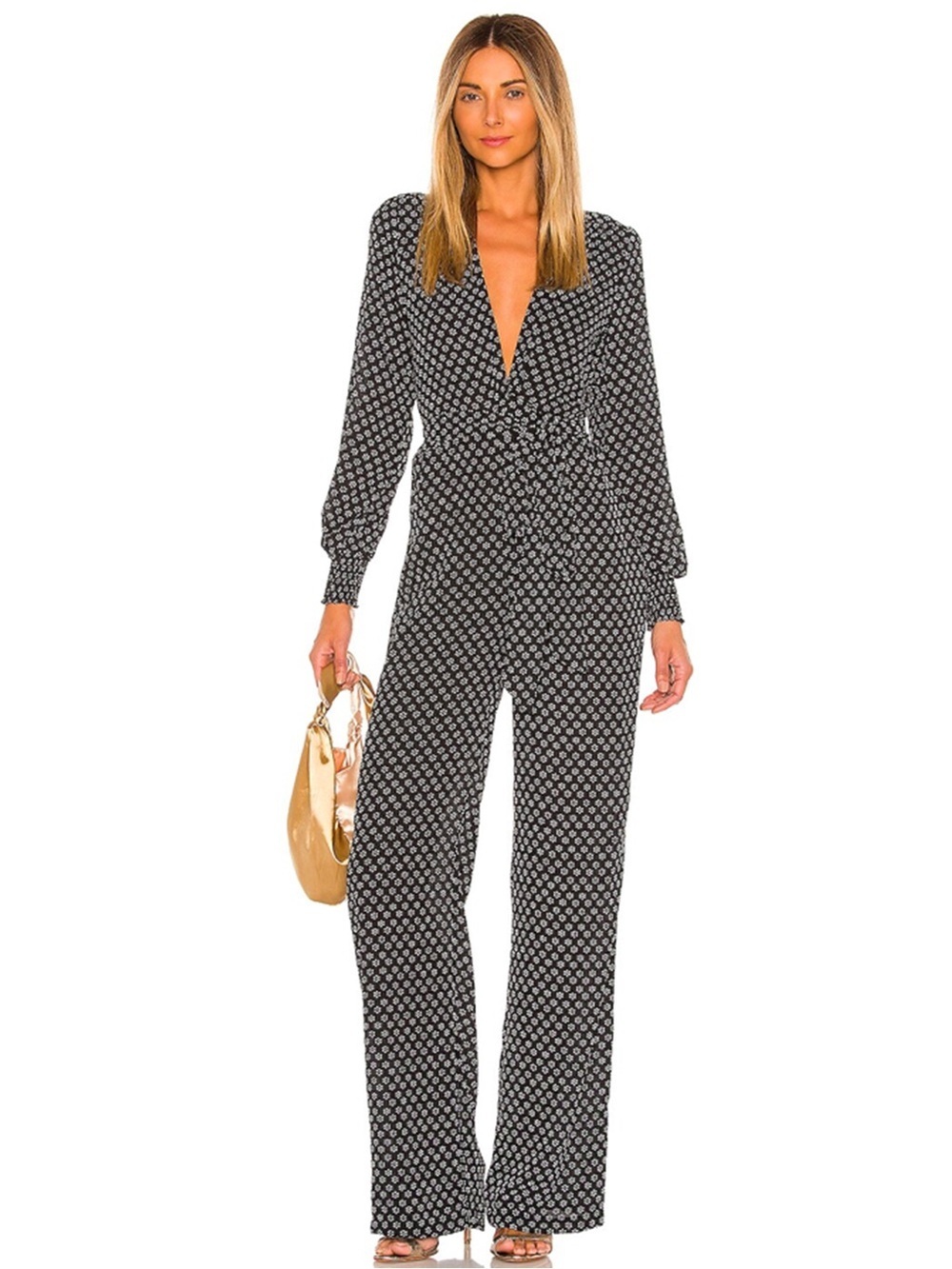 RESA - Rosie Jumpsuit in Black & White Daisy